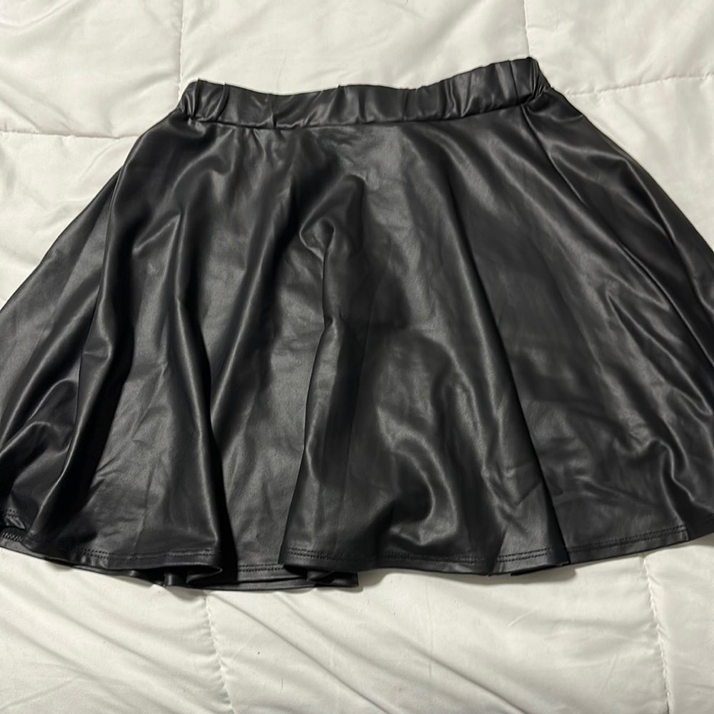 Lightly Worn Faux Leather Skater Skirt